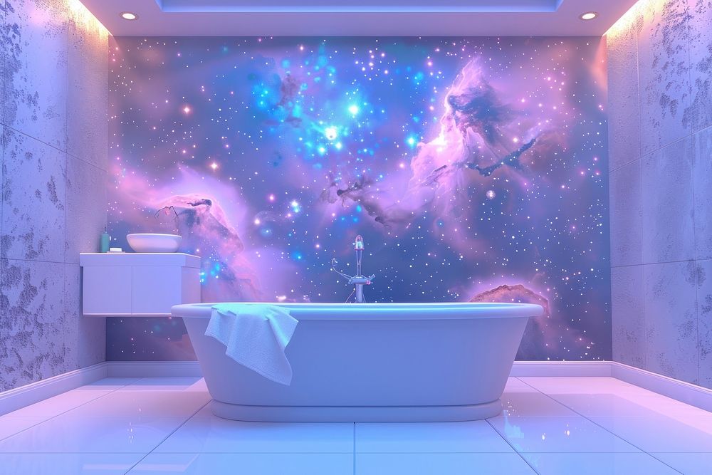Galaxy bathroom room bathtub constellation architecture.