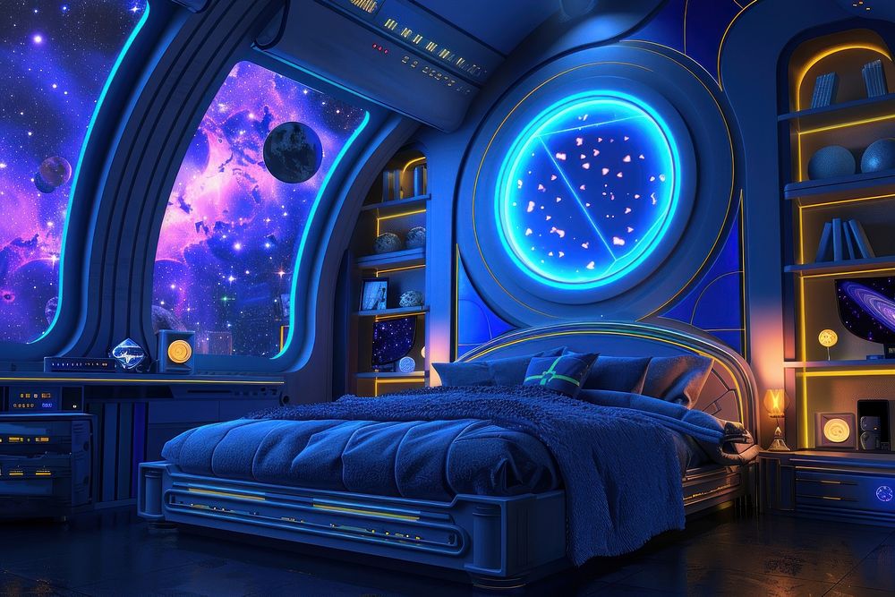 Galaxy bedroom furniture art architecture.