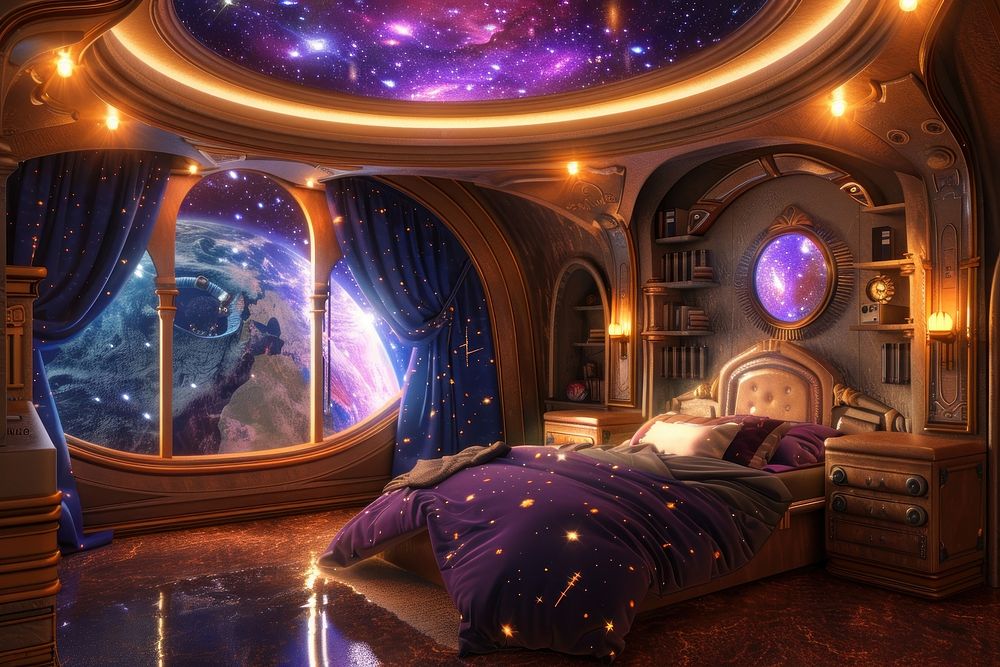 Galaxy bedroom furniture constellation architecture.