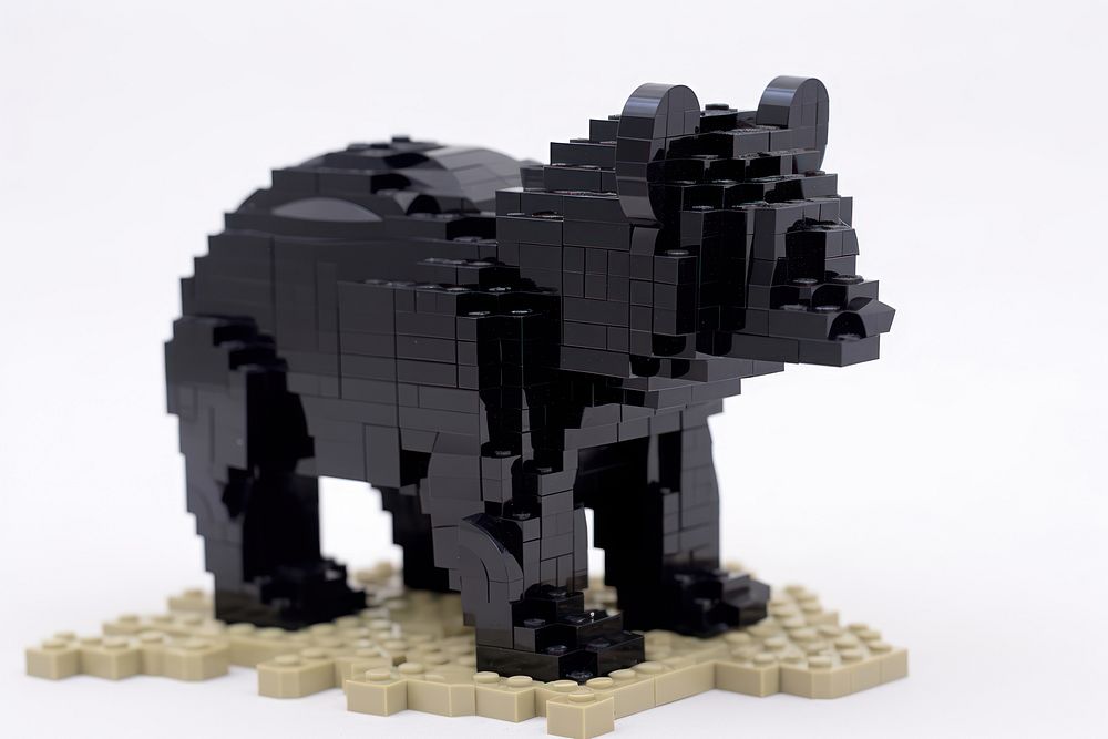 Black bear bricks toy black wildlife mammal.