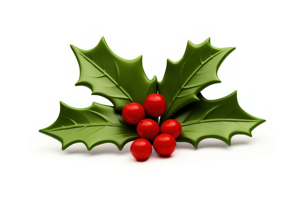Christmas holly leaf plant food white background.