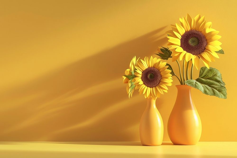 3D render sunflower gradan plant inflorescence decoration.