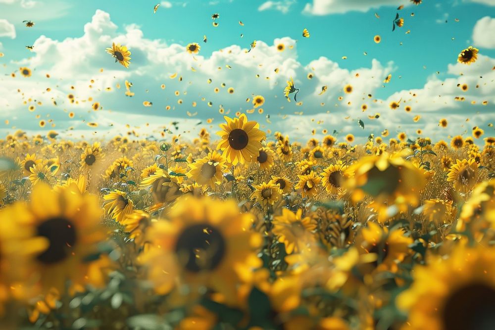 3D render sunflower gradan backgrounds landscape outdoors.