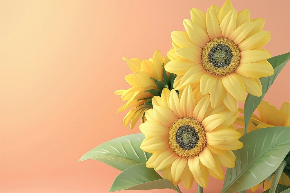 3D render sunflower gradan petal plant inflorescence.