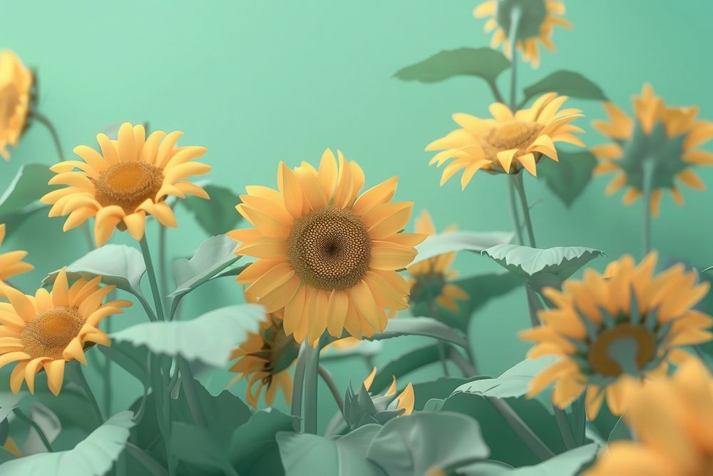 3D render sunflower gradan backgrounds plant inflorescence.