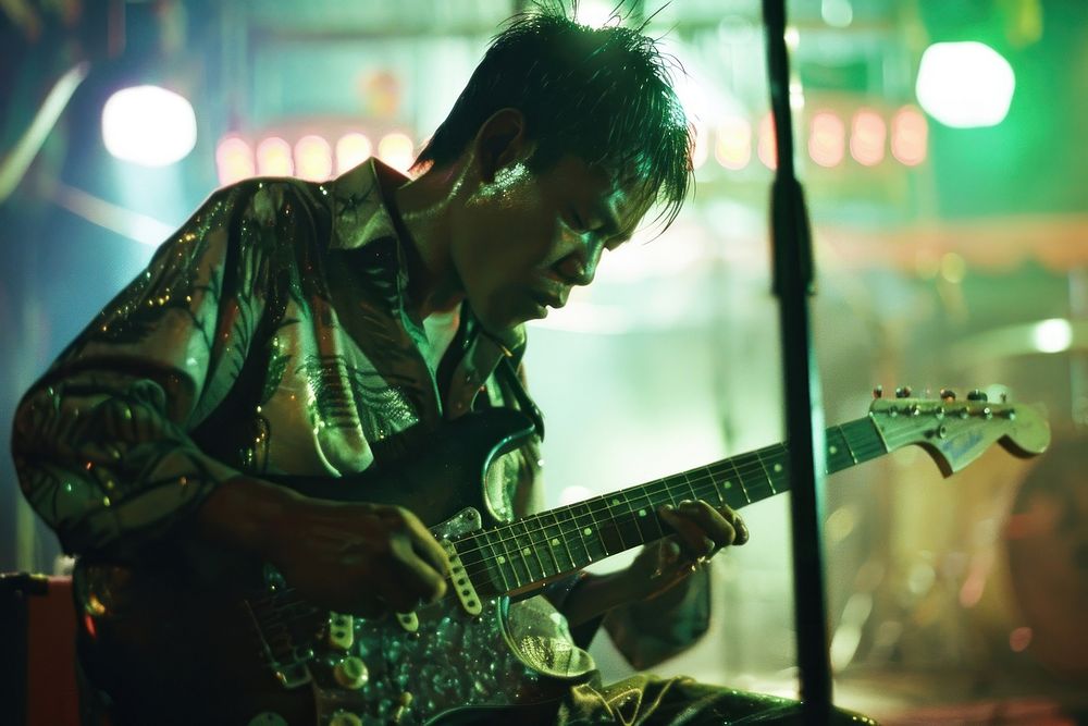 Thai man guitar music musician.