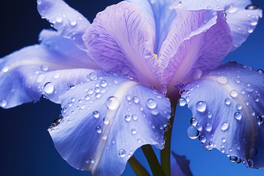Water droplets on iris flower nature outdoors blossom.