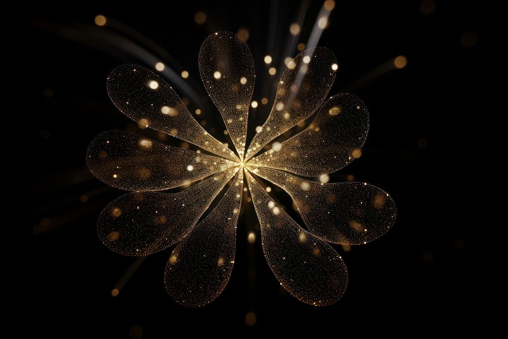 Flower particle shaped sparkle light fireworks abstract lighting.