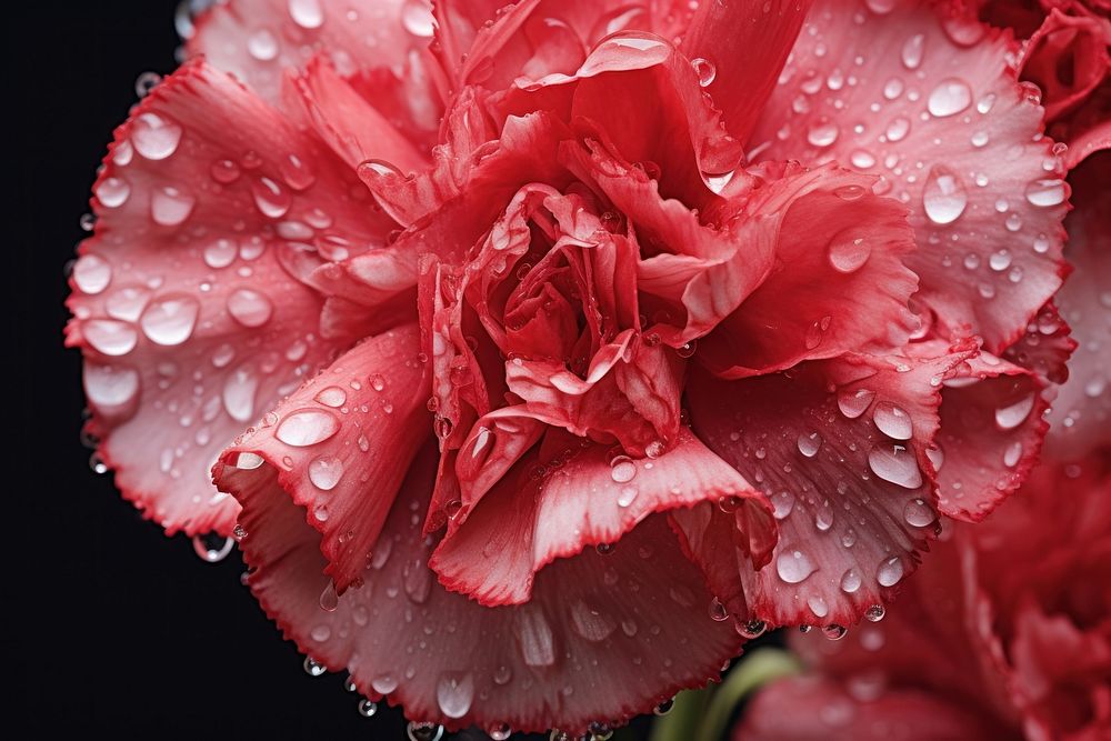 Water droplet on carnation blossom flower nature.