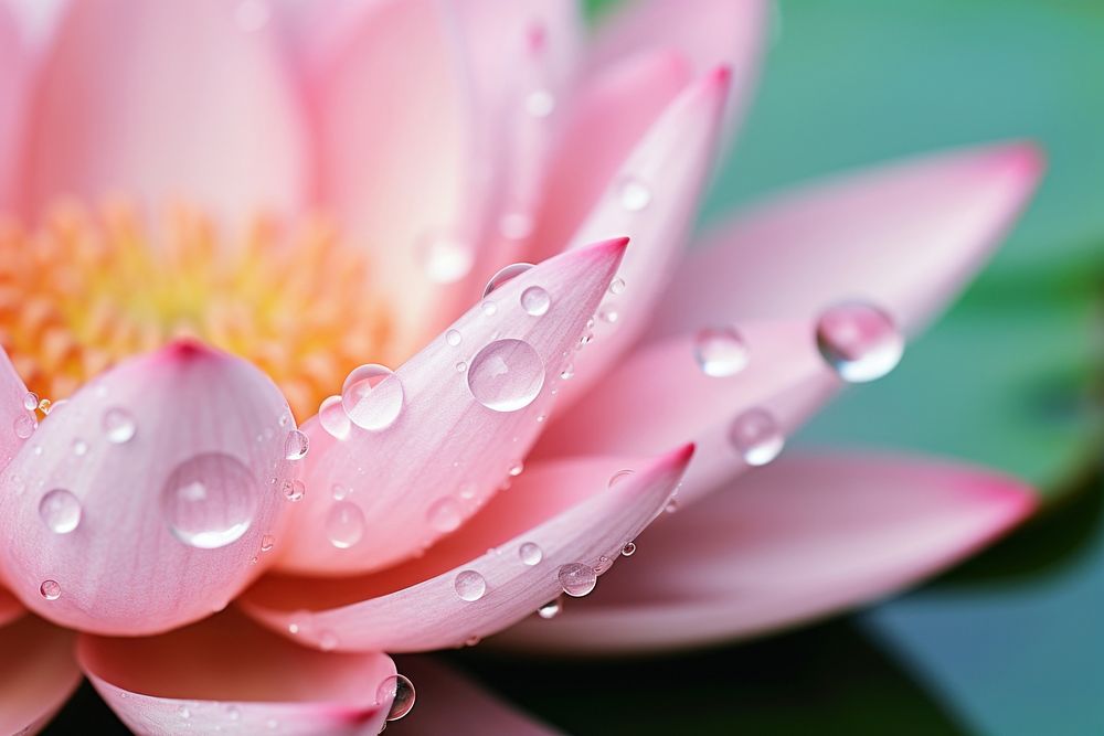 Water droplet on Lotus blossom flower nature.