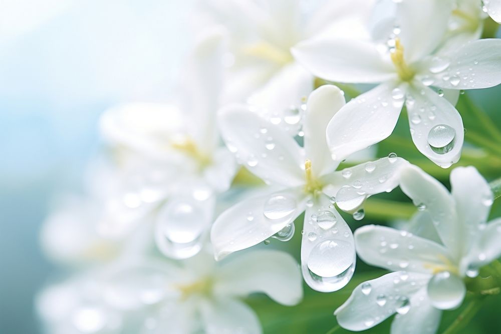 Water droplet on jasmine flower nature backgrounds.