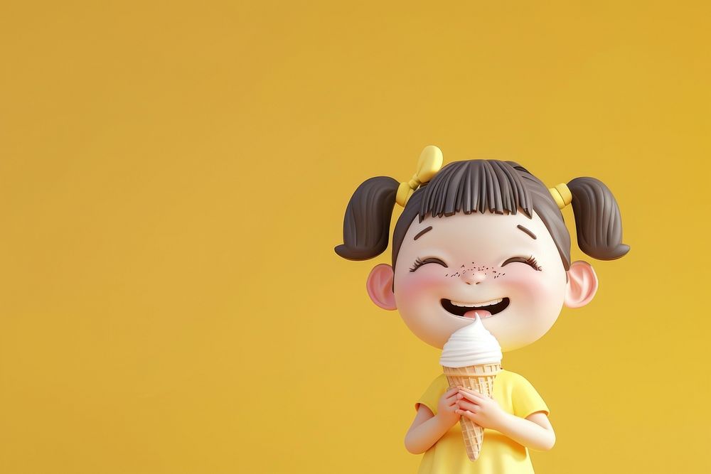 Girl eat ice cream cartoon cute toy.