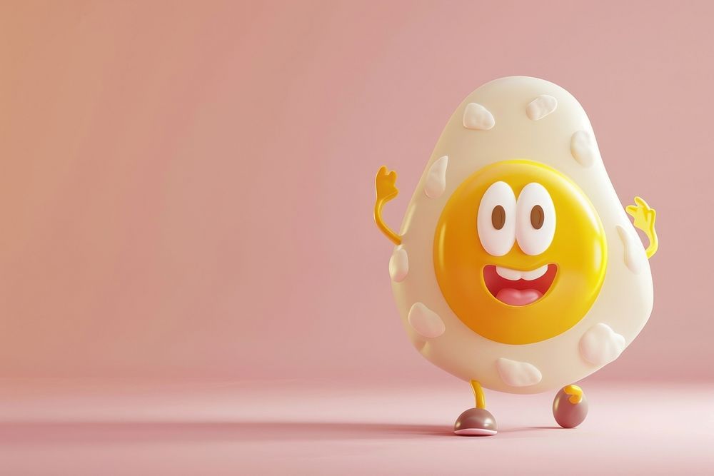 3d bacon and fried egg character cartoon toy anthropomorphic.
