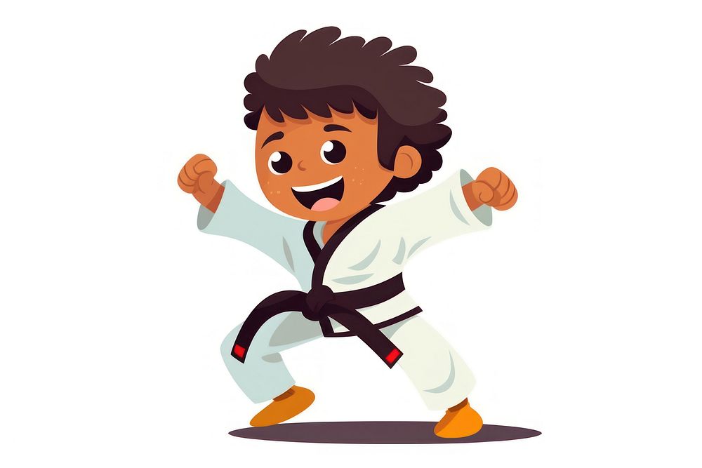 Karate black belt kicking sports white background creativity.