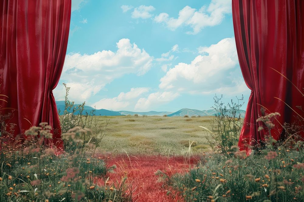 Empty red feild stage landscape outdoors nature.