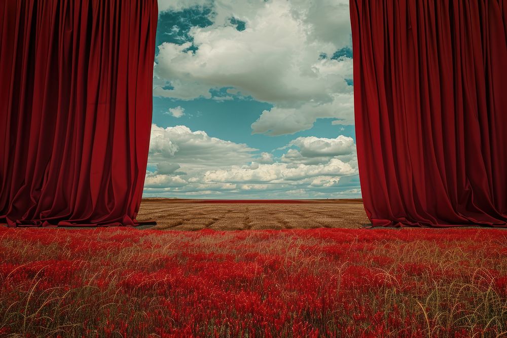 Empty red feild stage outdoors nature sky.