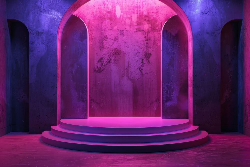 Empty studio stage architecture purple crypt.