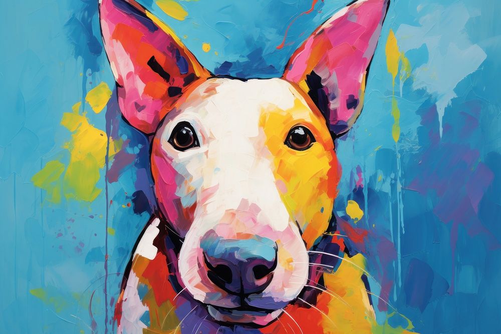 Bull Terrier painting mammal animal.