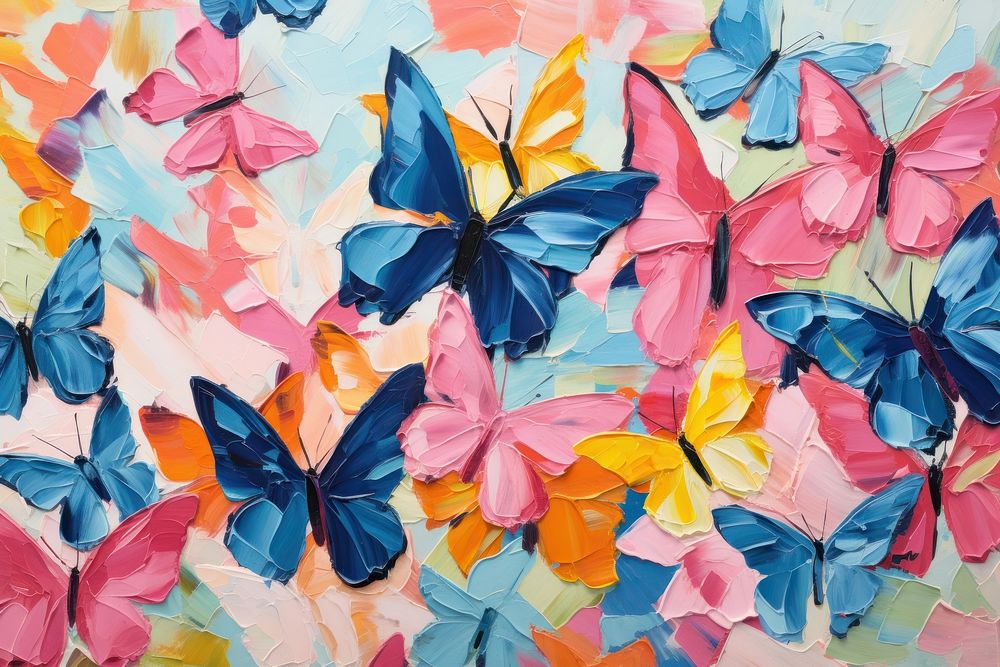Pink butterflies painting backgrounds flower.