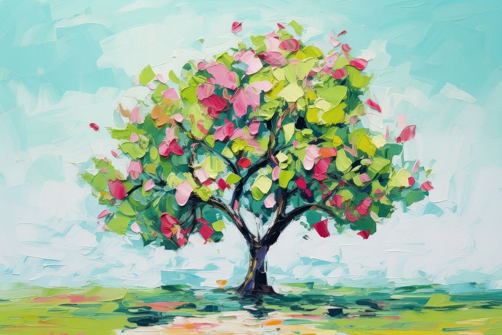 Apple tree painting plant art.