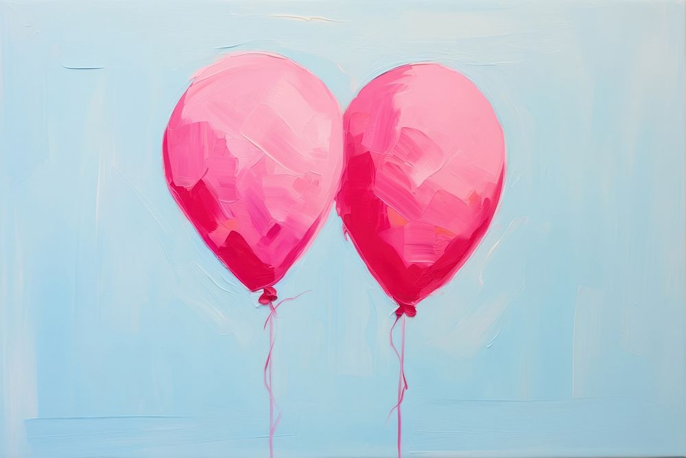Two pink balloon painting anniversary celebration.