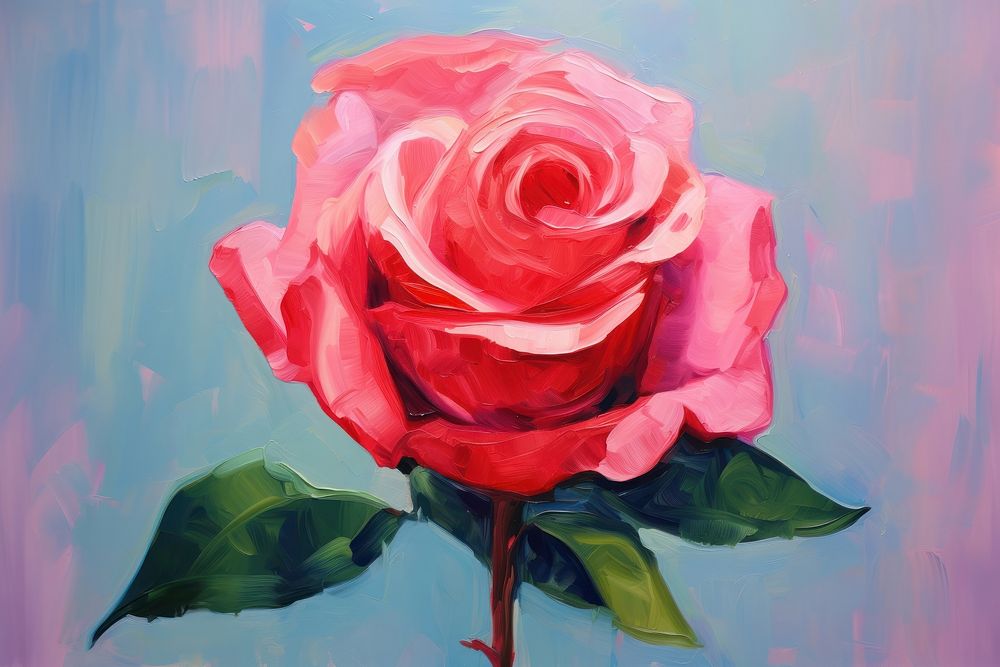 Painting rose flower plant.