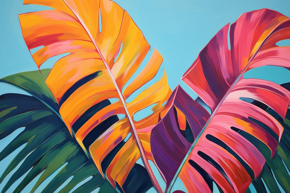 Palm leaf backgrounds painting outdoors.