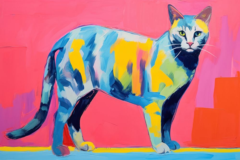 Full body cat painting animal mammal.