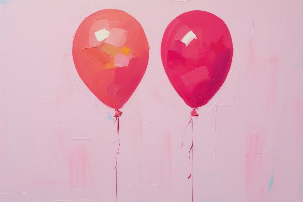 Two pink balloon painting celebration creativity.