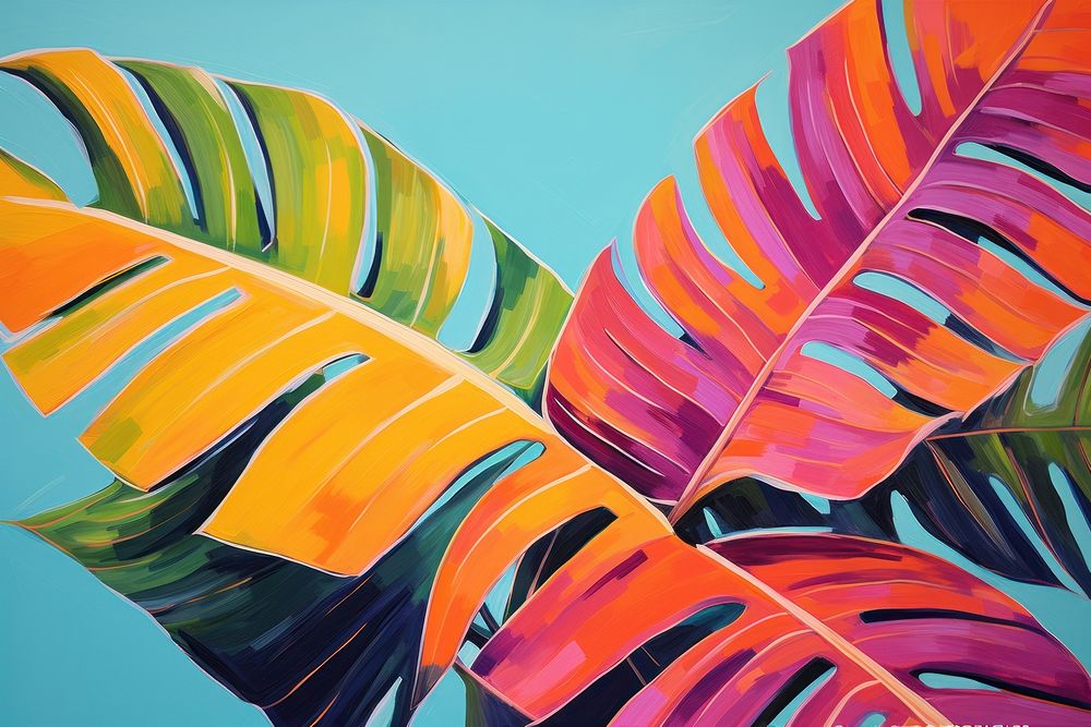 Palm leaf backgrounds painting nature.