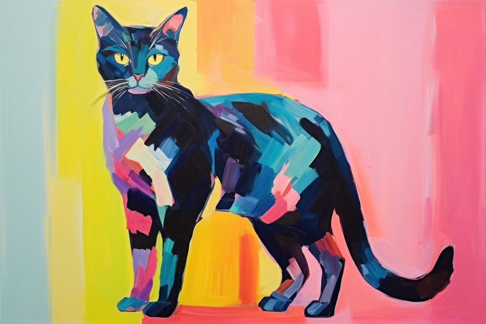 Full body cat painting animal | Free Photo Illustration - rawpixel