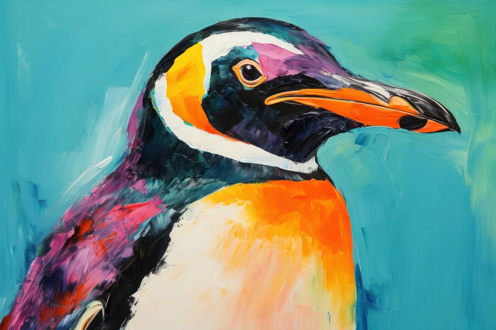 Penguin painting animal bird.