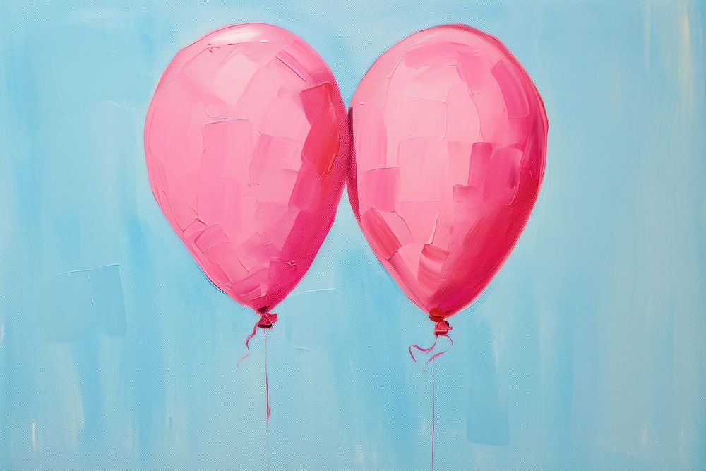 Two pink balloon painting anniversary celebration.