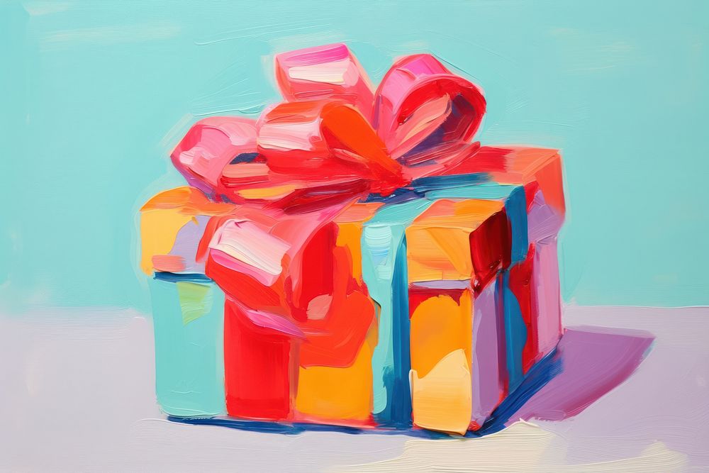 Birthday gift box painting art celebration.