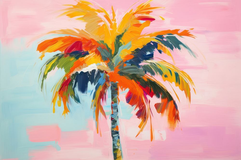 Palm tree painting nature plant.