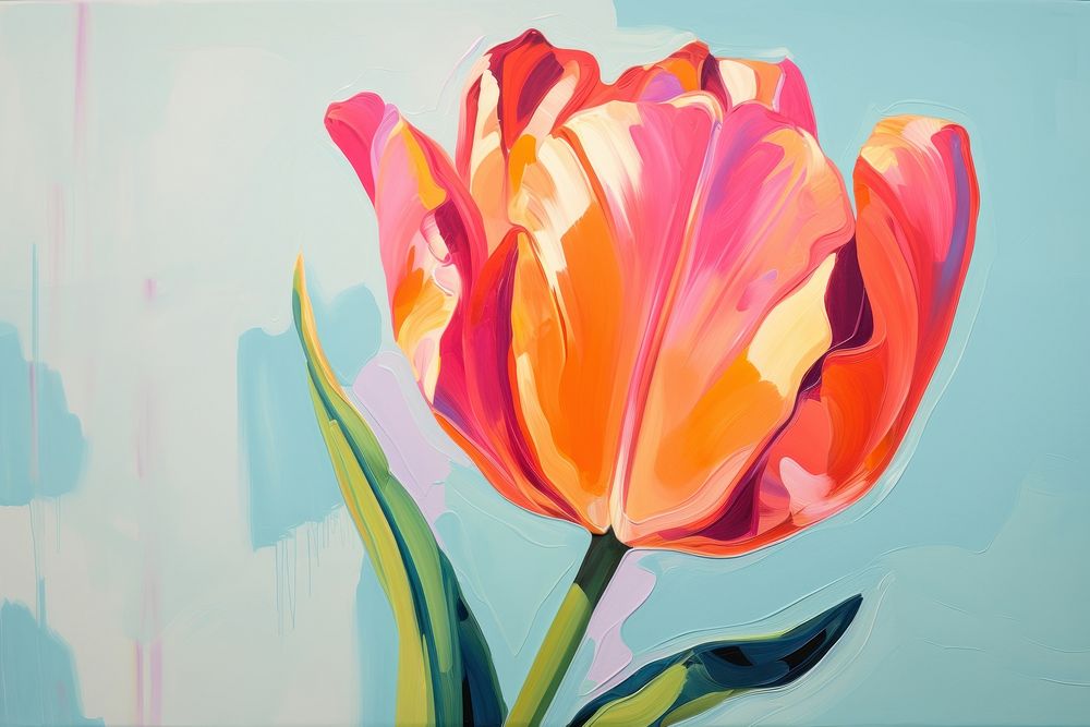 Painting tulip flower petal.
