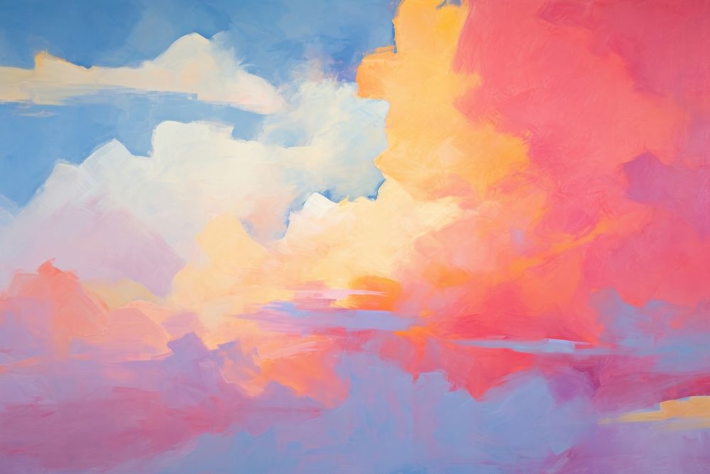Painting cloud backgrounds outdoors.