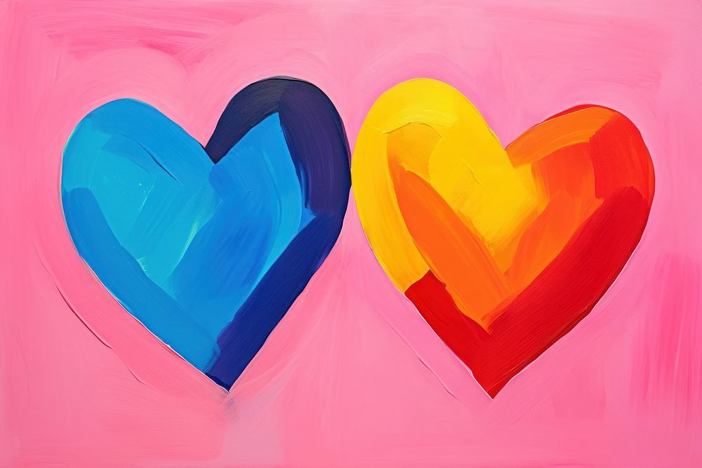 Two heart backgrounds painting togetherness.