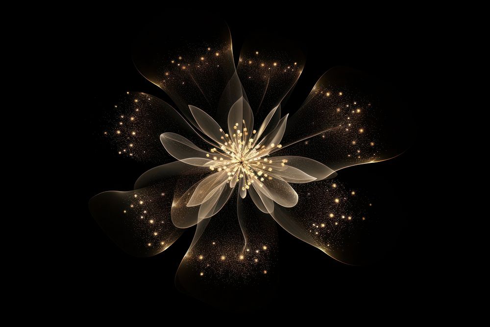 Flower shape sparkle light glitter lighting pattern black.