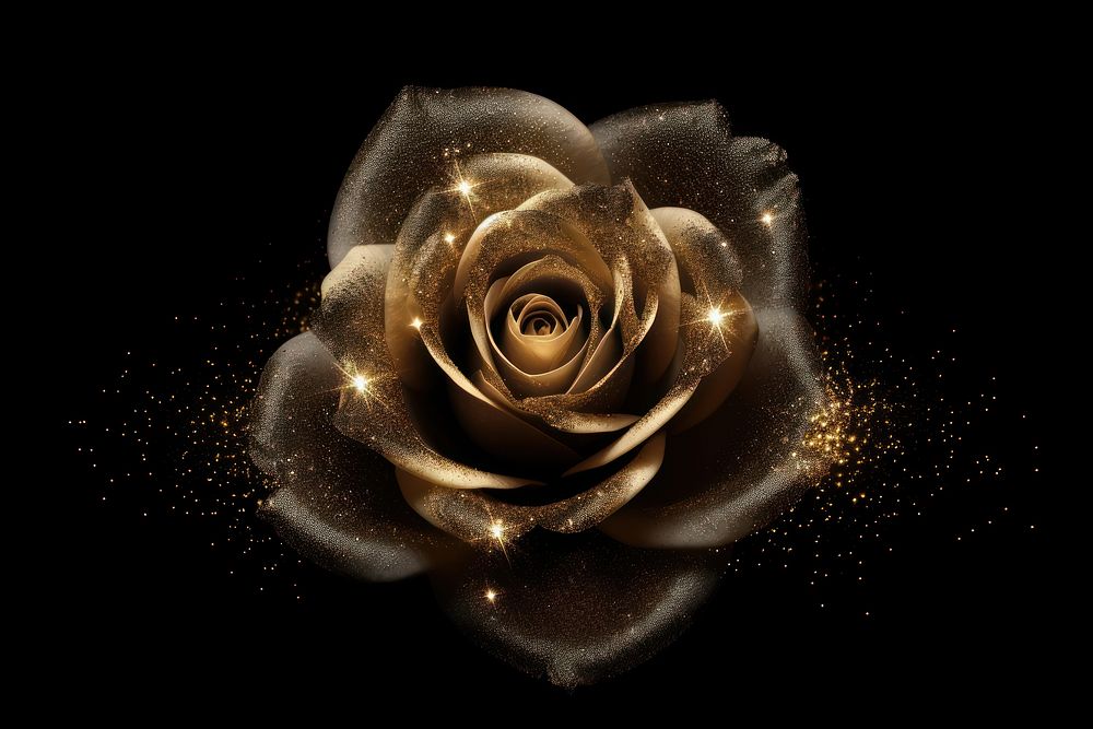 Rose sparkle light glitter flower plant black.