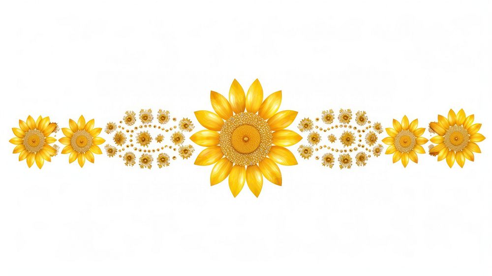 Sunflower divider ornament pattern plant white background.