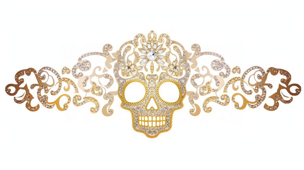 Skull divider ornament jewelry white background celebration.