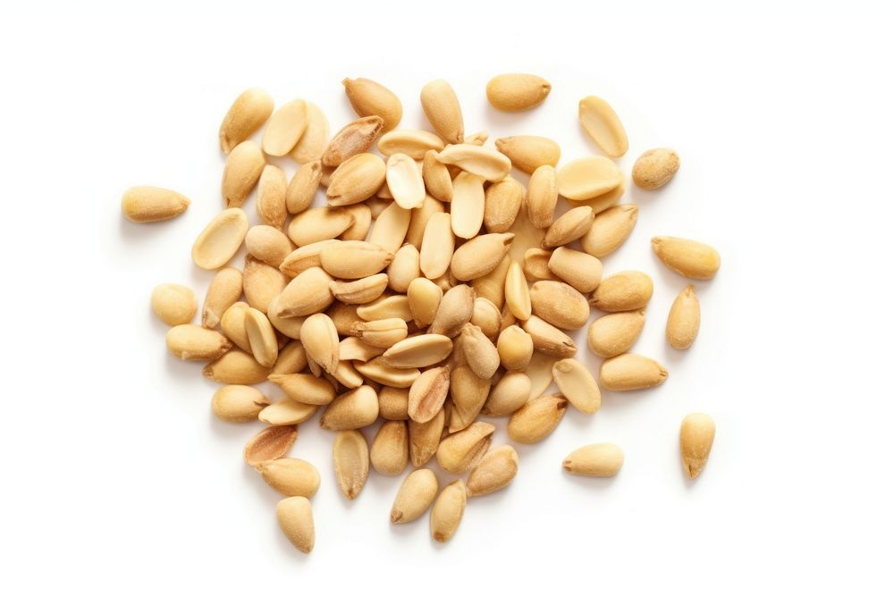 Dried peanuts food pill white background.