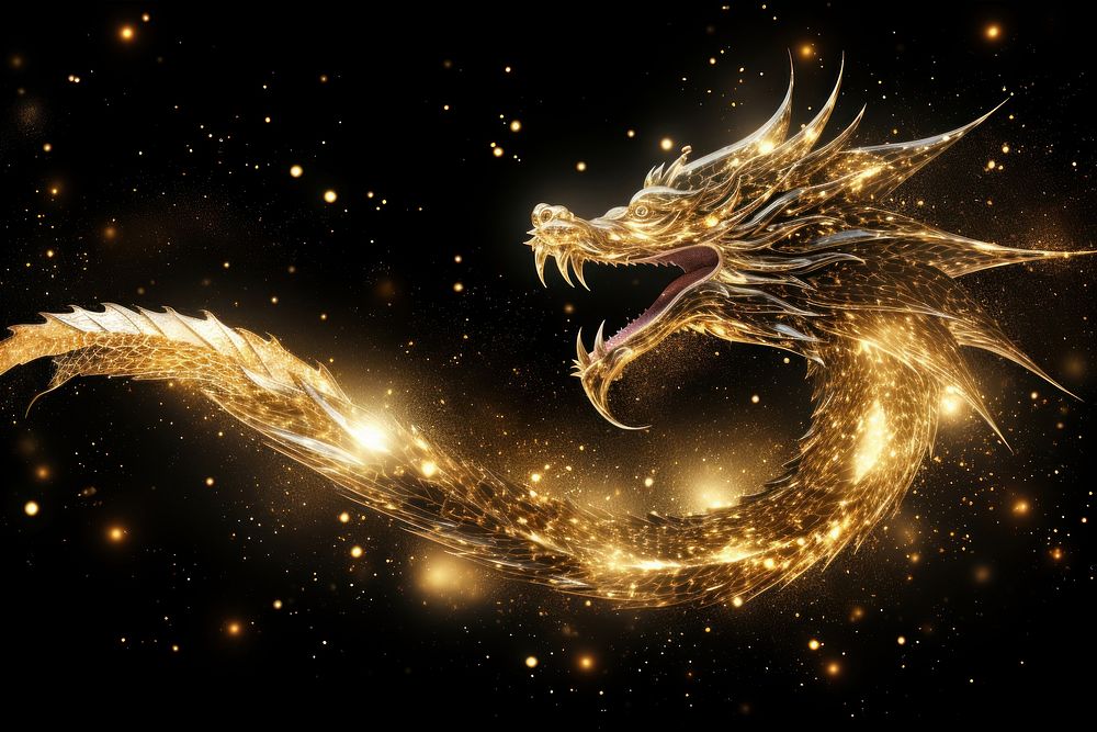 Dragon shape sparkle light glitter nature sparks night.