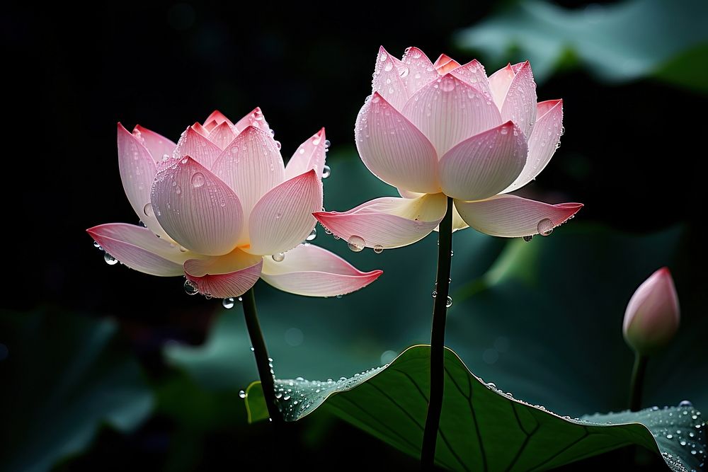 Lotus with dew blossom nature flower.