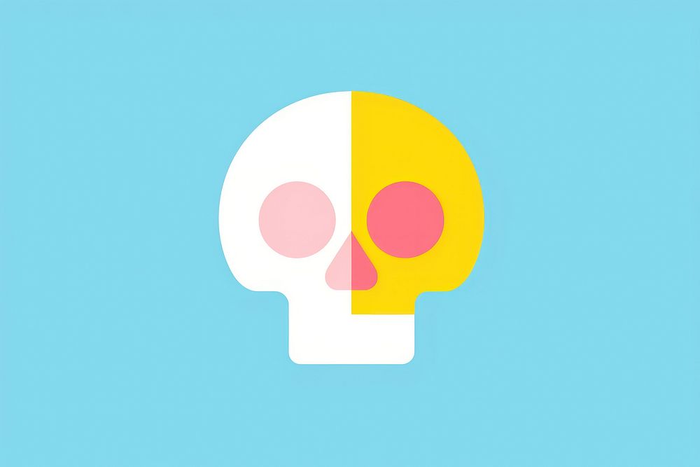 Minimal Abstract Vector illustration of a skull cartoon logo yellow.