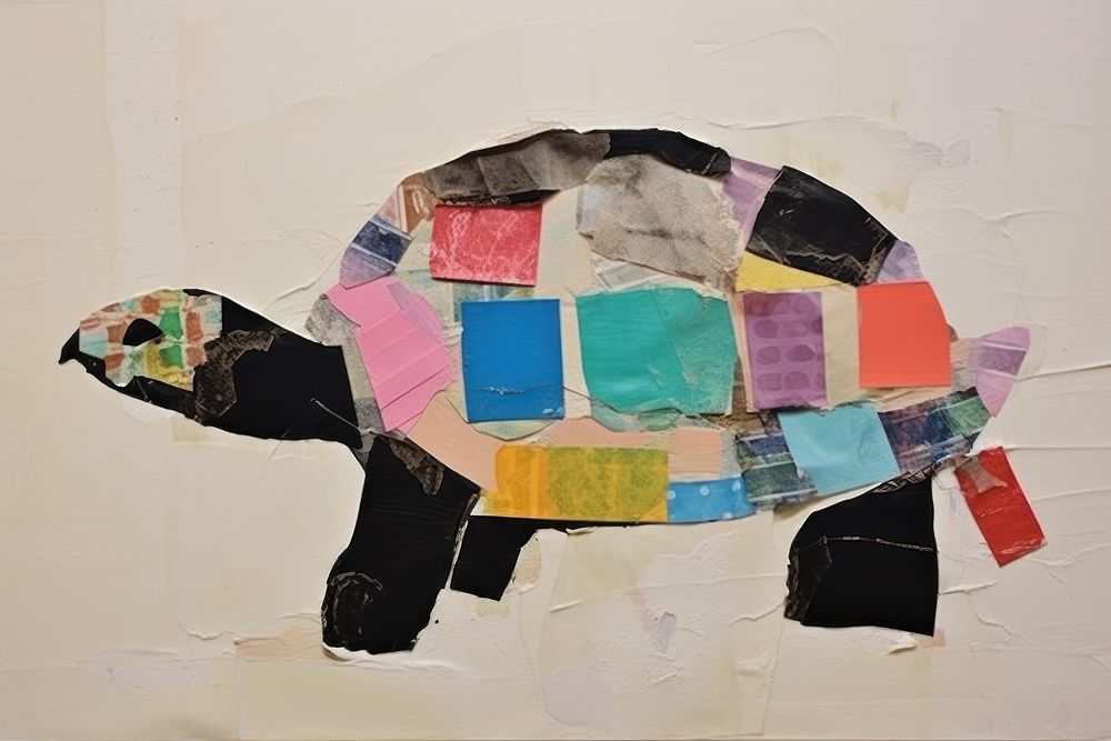 Turtle art painting collage.
