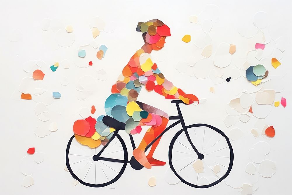 Woman cycling art bicycle vehicle.