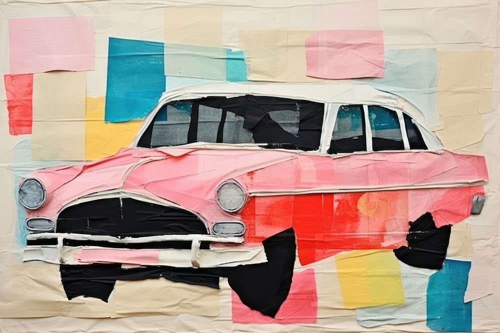 Car art painting collage.