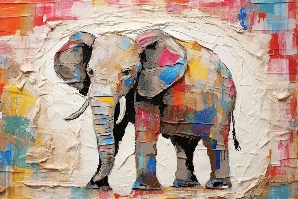Elephant art painting representation.